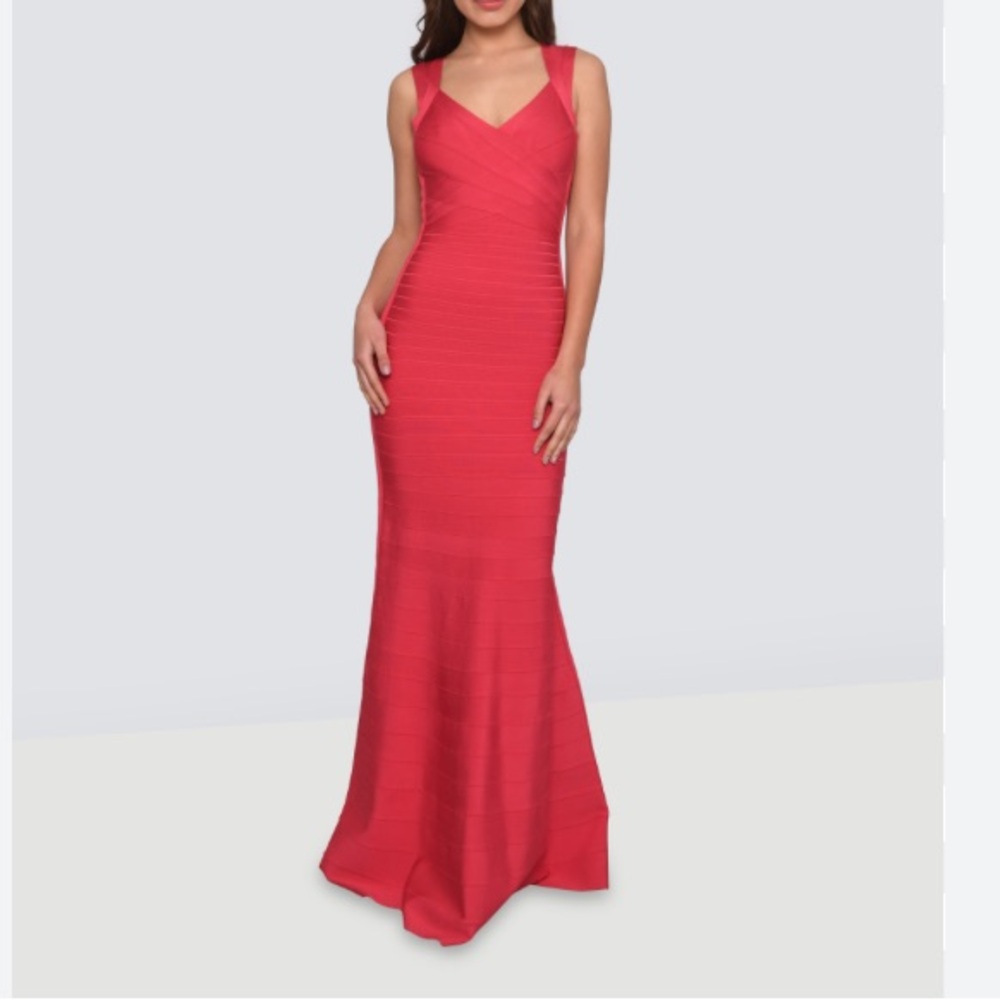 Authentic Herve Leger Pink bandage long gown / dress $1200